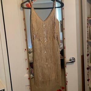Gold Flapper Girl Dress